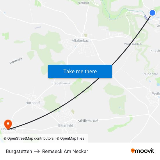 Burgstetten to Remseck Am Neckar map