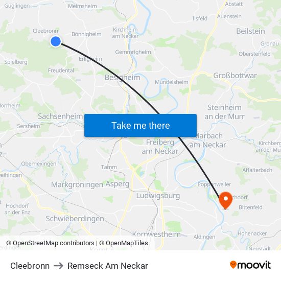 Cleebronn to Remseck Am Neckar map