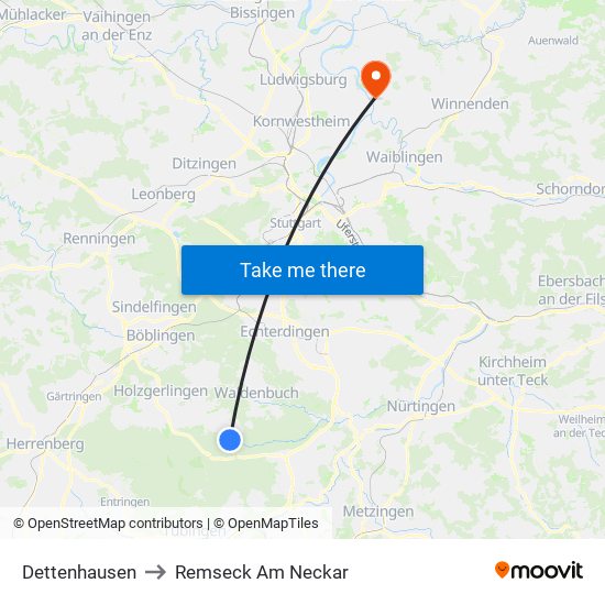 Dettenhausen to Remseck Am Neckar map
