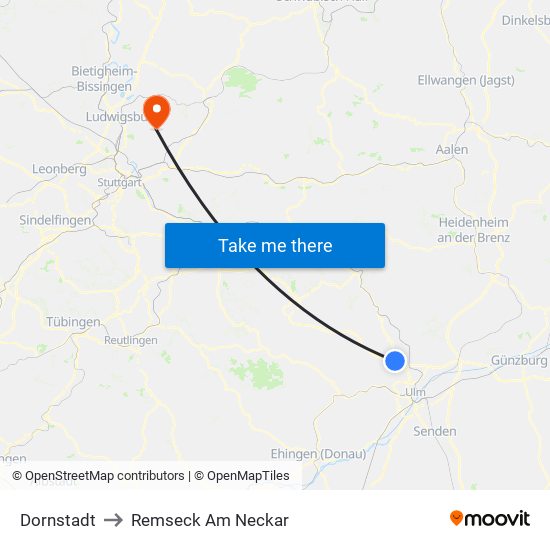 Dornstadt to Remseck Am Neckar map