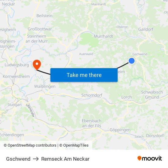 Gschwend to Remseck Am Neckar map