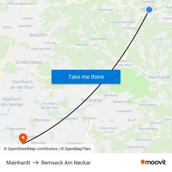 Mainhardt to Remseck Am Neckar map