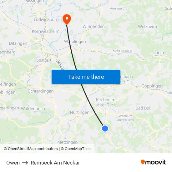 Owen to Remseck Am Neckar map