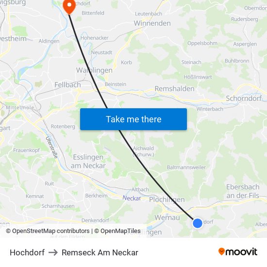 Hochdorf to Remseck Am Neckar map
