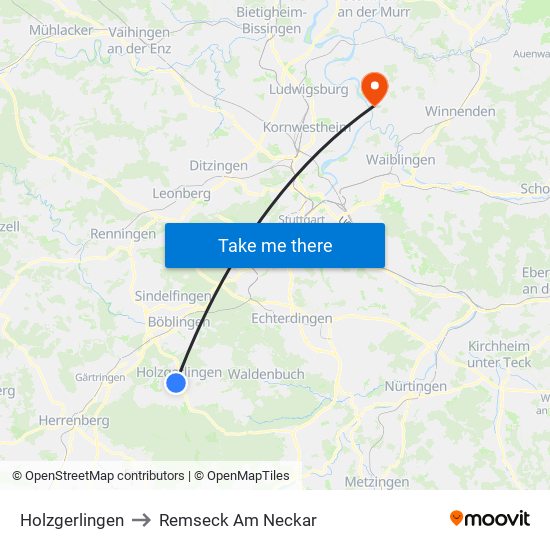 Holzgerlingen to Remseck Am Neckar map