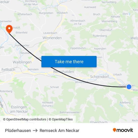 Plüderhausen to Remseck Am Neckar map