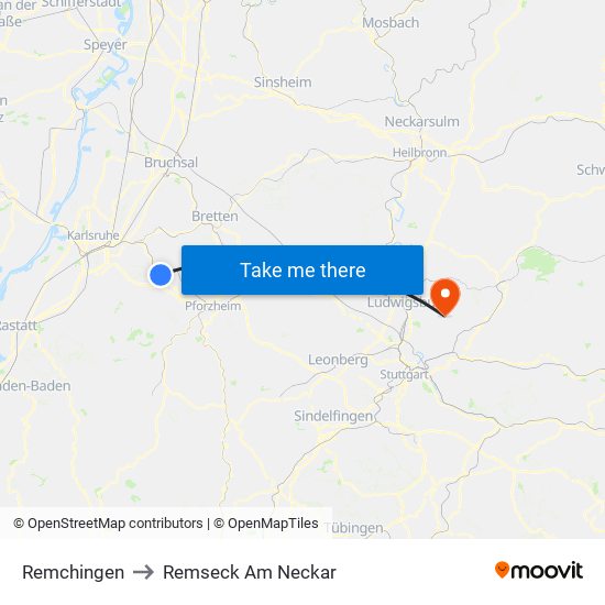 Remchingen to Remseck Am Neckar map