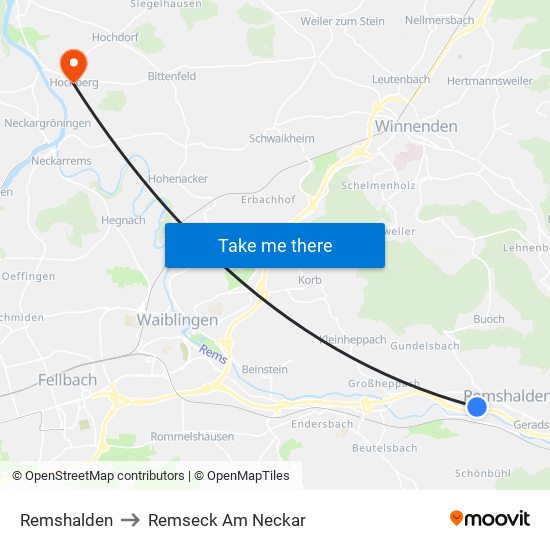 Remshalden to Remseck Am Neckar map