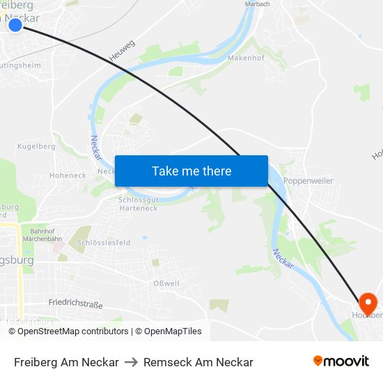 Freiberg Am Neckar to Remseck Am Neckar map