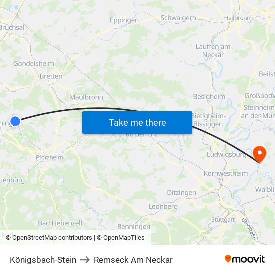 Königsbach-Stein to Remseck Am Neckar map