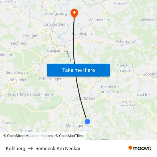 Kohlberg to Remseck Am Neckar map