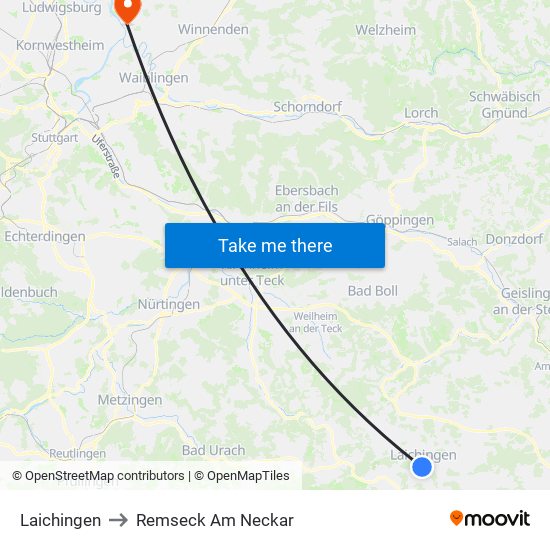 Laichingen to Remseck Am Neckar map