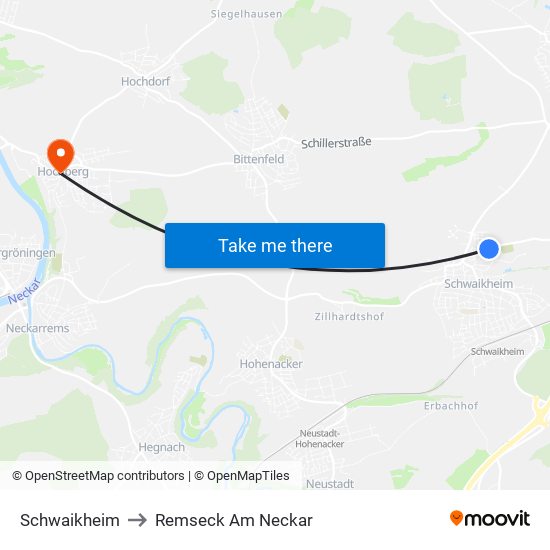 Schwaikheim to Remseck Am Neckar map