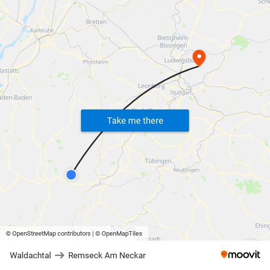 Waldachtal to Remseck Am Neckar map