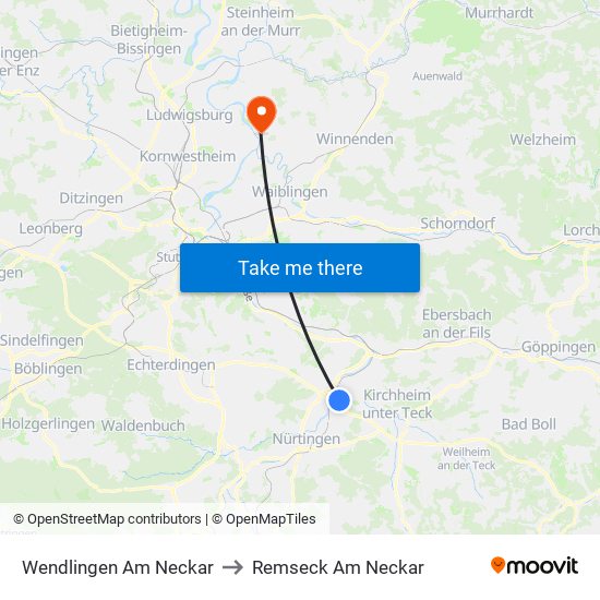 Wendlingen Am Neckar to Remseck Am Neckar map