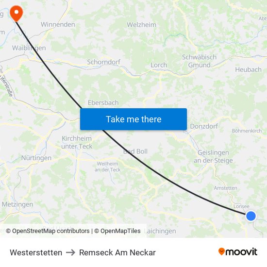 Westerstetten to Remseck Am Neckar map