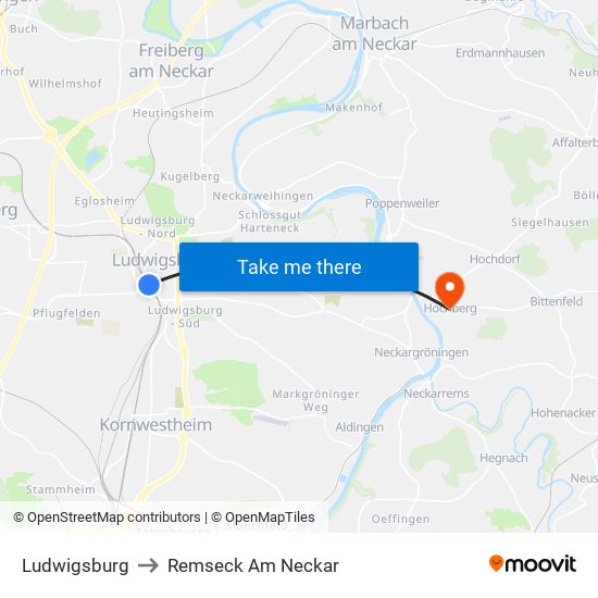 Ludwigsburg to Remseck Am Neckar map