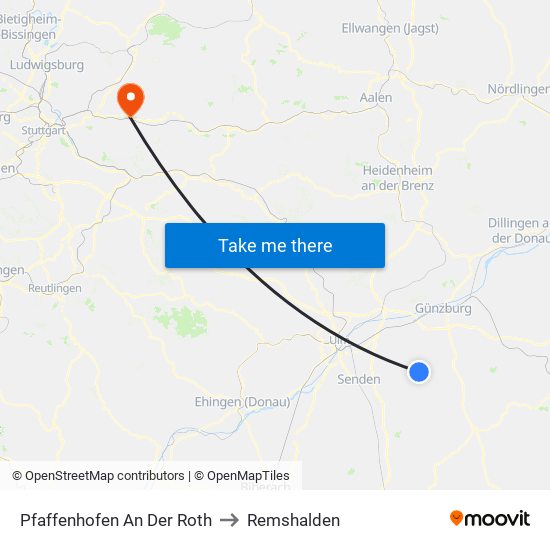 Pfaffenhofen An Der Roth to Remshalden map