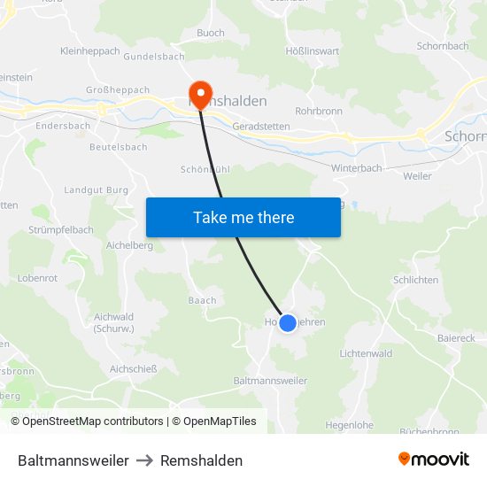 Baltmannsweiler to Remshalden map