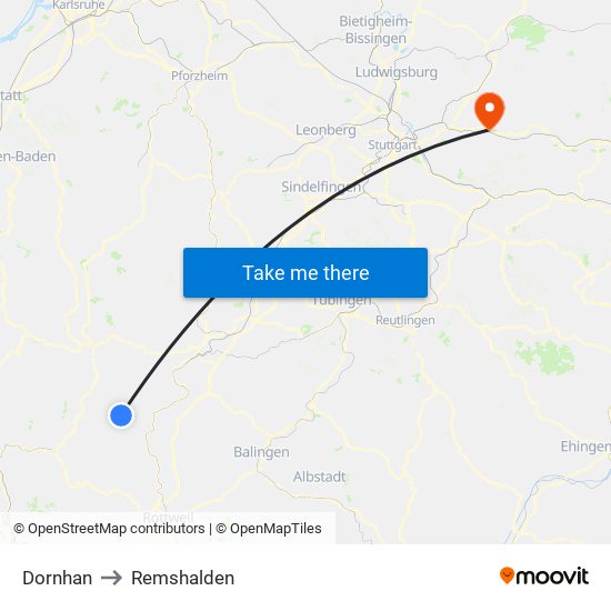 Dornhan to Remshalden map