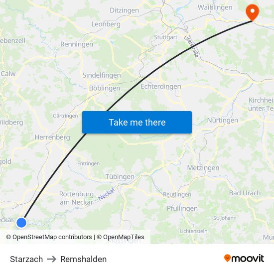 Starzach to Remshalden map