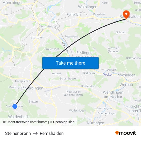 Steinenbronn to Remshalden map