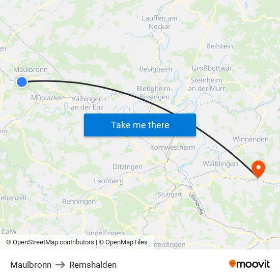 Maulbronn to Remshalden map