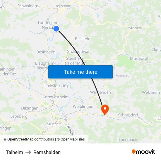 Talheim to Remshalden map