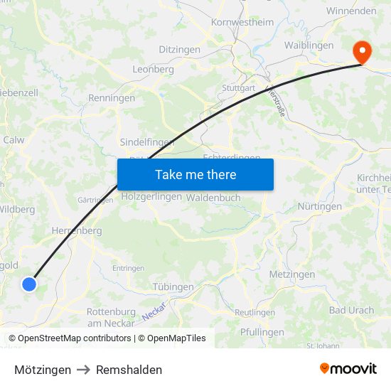 Mötzingen to Remshalden map