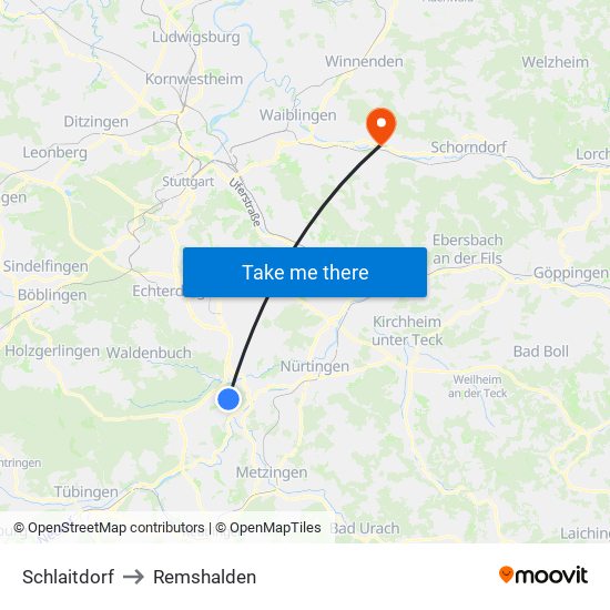 Schlaitdorf to Remshalden map