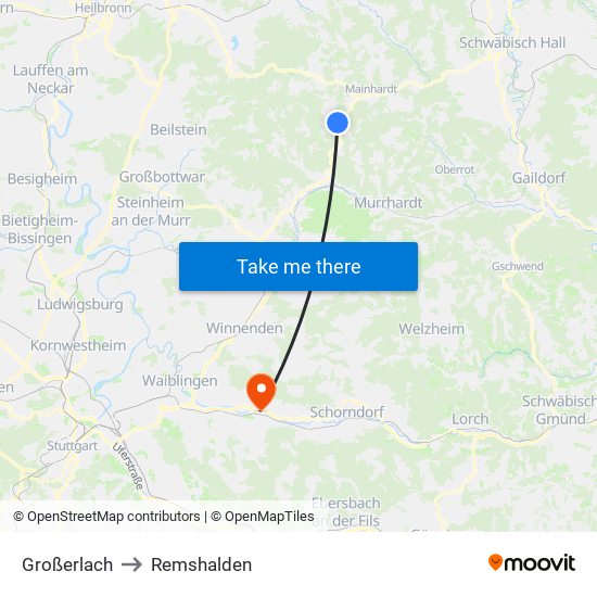 Großerlach to Remshalden map