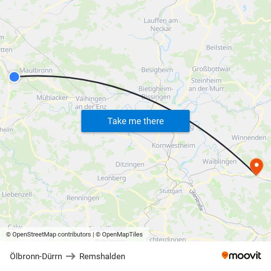 Ölbronn-Dürrn to Remshalden map
