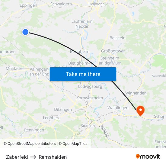 Zaberfeld to Remshalden map
