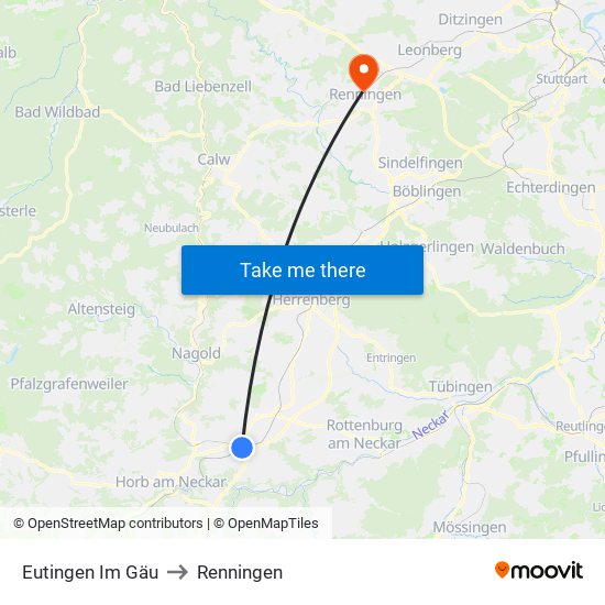 Eutingen Im Gäu to Renningen map