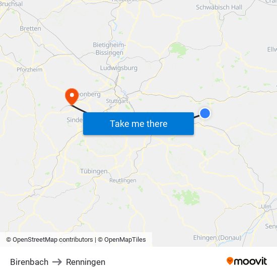 Birenbach to Renningen map