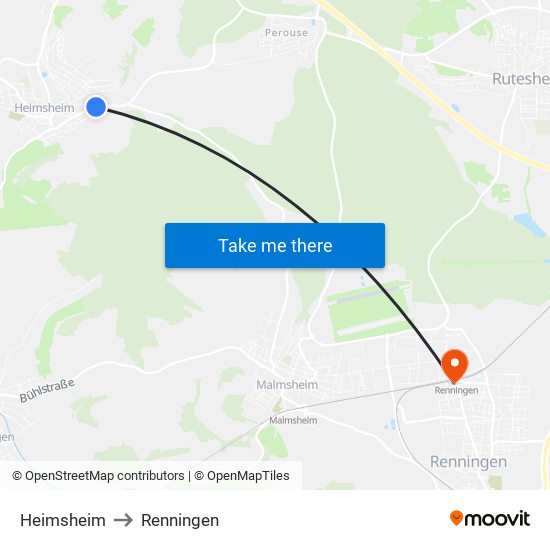 Heimsheim to Renningen map