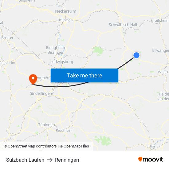 Sulzbach-Laufen to Renningen map