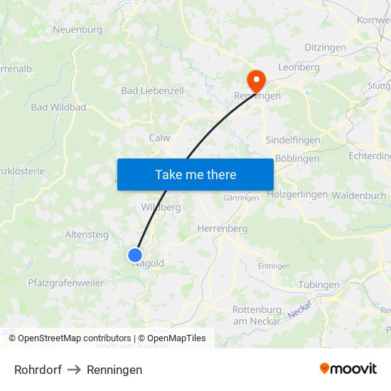 Rohrdorf to Renningen map