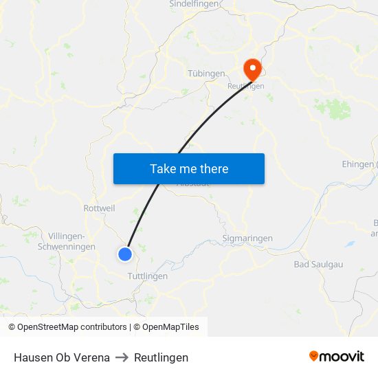 Hausen Ob Verena to Reutlingen map