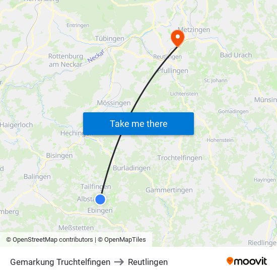 Gemarkung Truchtelfingen to Reutlingen map