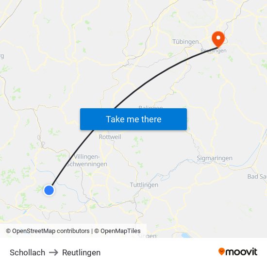 Schollach to Reutlingen map