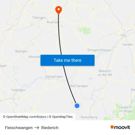 Fleischwangen to Riederich map