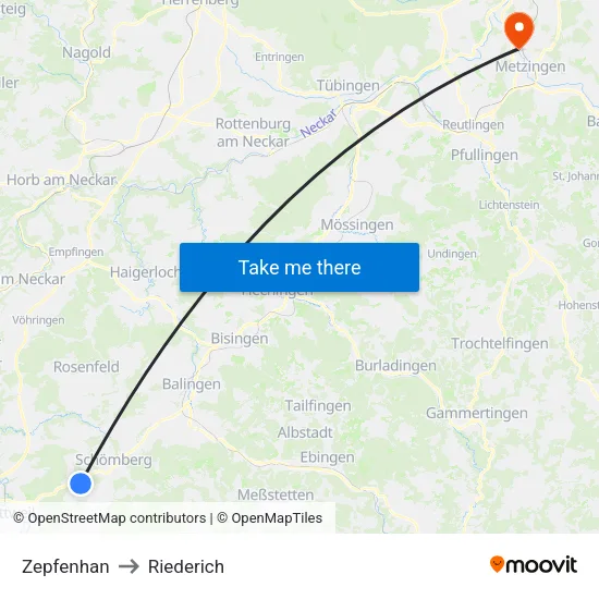 Zepfenhan to Riederich map