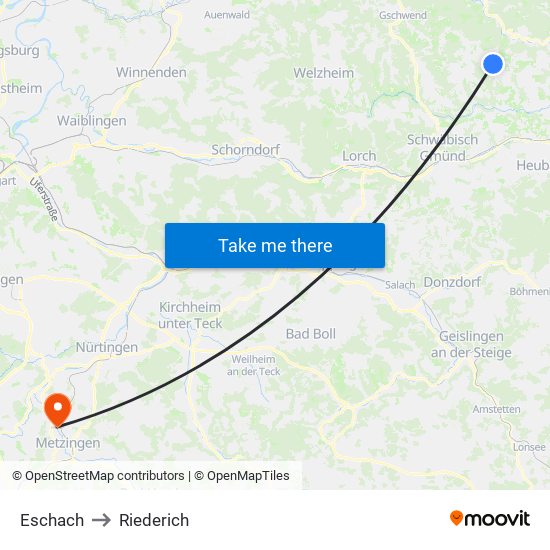 Eschach to Riederich map