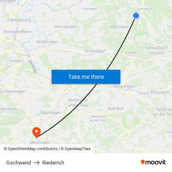 Gschwend to Riederich map