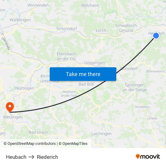 Heubach to Riederich map