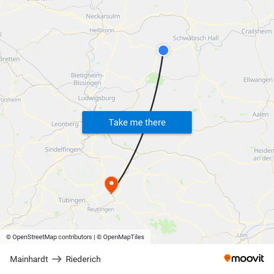 Mainhardt to Riederich map