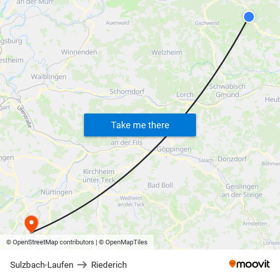 Sulzbach-Laufen to Riederich map