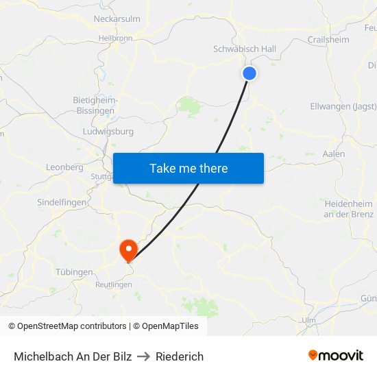 Michelbach An Der Bilz to Riederich map