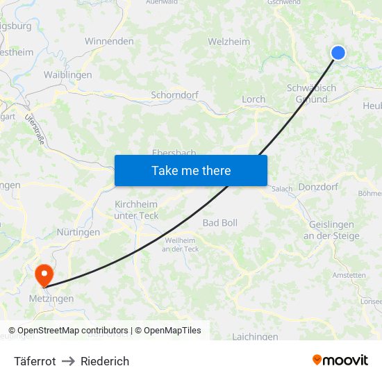 Täferrot to Riederich map